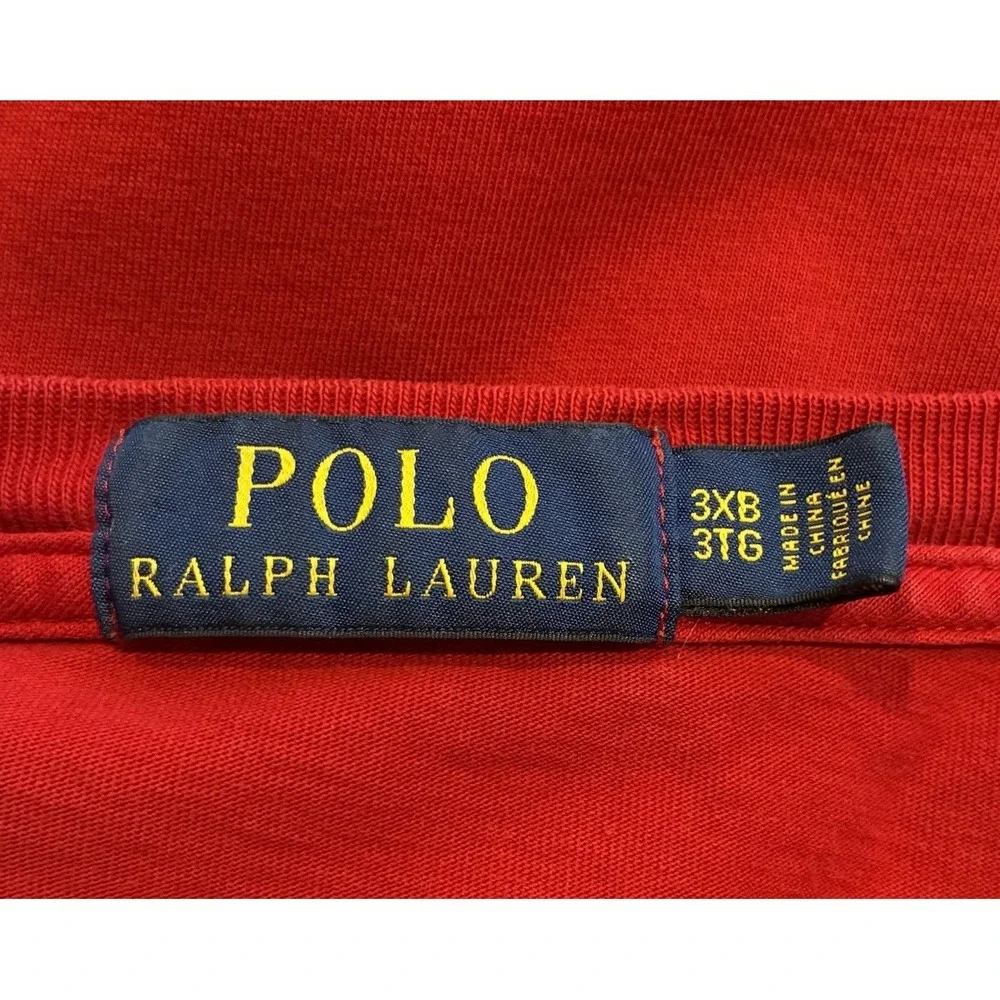 Ralph Lauren Polo Script USA Flag Americana T-Shirt Red Sz‎ 3XB Read Description